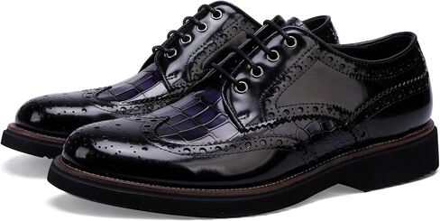 Loafers for Men,Leather Crocodile Pattern Oxfords Lace Up Business Formal Brogue Dress Shoes in Saudi Arabia