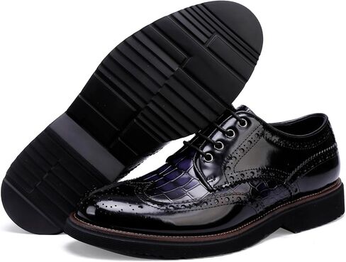 Loafers for Men,Leather Crocodile Pattern Oxfords Lace Up Business Formal Brogue Dress Shoes in Saudi Arabia