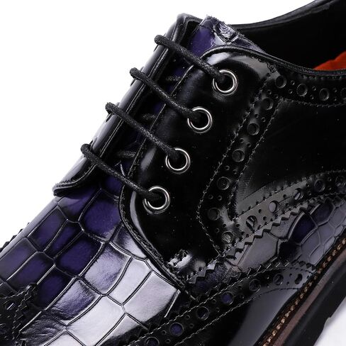 Loafers for Men,Leather Crocodile Pattern Oxfords Lace Up Business Formal Brogue Dress Shoes in Saudi Arabia