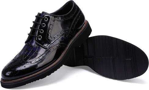 Loafers for Men,Leather Crocodile Pattern Oxfords Lace Up Business Formal Brogue Dress Shoes in Saudi Arabia