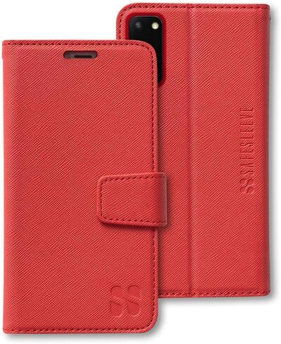 حافظة حماية من SafeSleeve EMF مضادة للإشعاع لهاتف Samsung Galaxy: محفظة لحامل بطاقات Galaxy S10e RFID، حافظة للهاتف الخلوي بحامل قابل للتعديل، جلد نباتي للنساء والرجال (أسود) in Kuwait