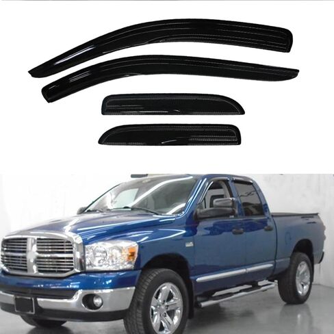 واقيات نافذة عاكسة للرياح وواقي من المطر/الشمس متوافقة مع 02-08 Ram 1500 03-09 2500/3500 Quad/Crew Cab (مع أبواب خلفية مقاس 2 3/4) in Kuwait