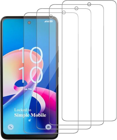 [4 Pack] Glass Screen Protector Compatible for TCL 30 V 5G [9H Hardness]-HD Screen Tempered Glass, Scratch Resistant, Easy Install - [Case Friendly][Bubble Free] 2.5D Edge[Impact Protection] in Saudi Arabia