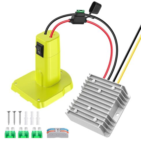 KOEZEOI 18V إلى 12V محول تنحي Aadpter لـ Ryobi 18V بطارية محول جهد كهربي DC منظم جهد 15A MAX 180W محول باك تلقائي عجلات طاقة Aadpter مع مفتاح لألعاب سيارات RC DIY in Kuwait