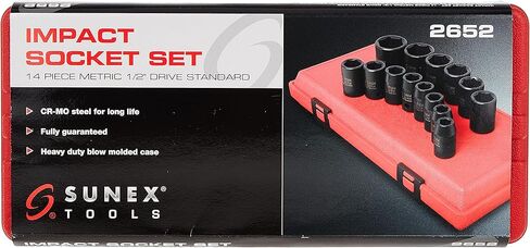 SUNEX TOOLS 2652 14 Piece 1/2-Inch Drive Standard Metric 6 Point Impact Socket Set in Saudi Arabia