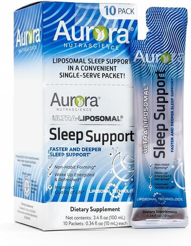 Aurora Nutrascience, Ultra-Liposomal Sleep Support, Includes Melatonin, L-Theanine, GABA & Calming Herbs, Single Serve Liquid Packets in Saudi Arabia