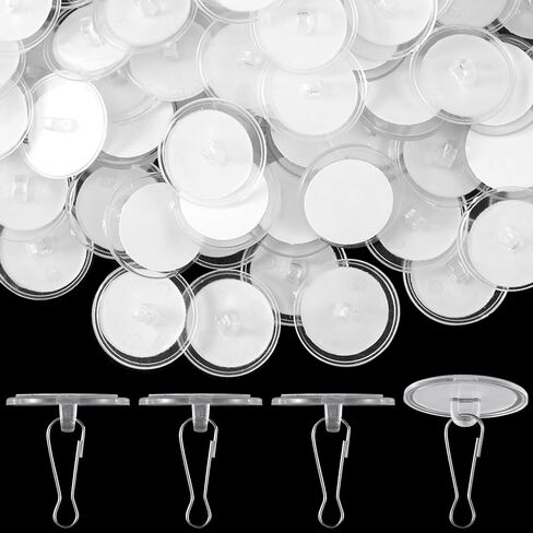 60 Pack Self-Adhesive Ceiling Hooks for Hanging,Damage-Free No-Drill Ceiling Discs, Removable Transparent Wall Hanger for Festival Wedding Birthday Party Christams Decorations in Kuwait