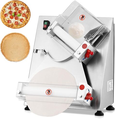 Pizza Dough Roller Sheeter, Max 12" Automatic Commercial Dough Roller Sheeter, 370W Electric Pizza Dough Roller Stainless Steel, Suitable for Noodle Pizza Bread and Pasta Maker Equipment in Saudi Arabia