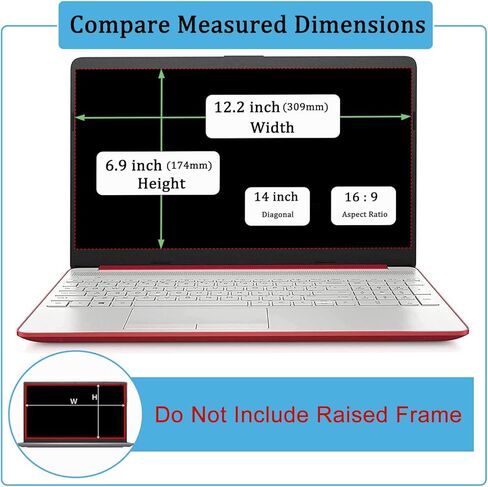 YINOVEEN 2 Pack 14" -16:10 Tempered Glass Screen Protector For 14'' Lenovo/ASUS/Dell/HP/Acer with 16:10 Aspect Ratio Laptop, Tempered Glass Screen Film Guard, 9H Hardness in Kuwait