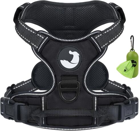 Joytale No Pull Dog Harness Medium Sized Dog, Reflective Pet Vest with Front Clip, Adjustable Soft Padded Harnesses with Easy Control Handle for Training and Walking, Black, M in Kuwait