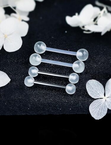 Flexible Bioplast Glow in The Dark 14G 14/16mm Bars Nipple Bridge Tongue Rings Piercing Para Pezones La Lengua Mujer Barbell Jewelry Hypoallergenic for Women Set in Kuwait