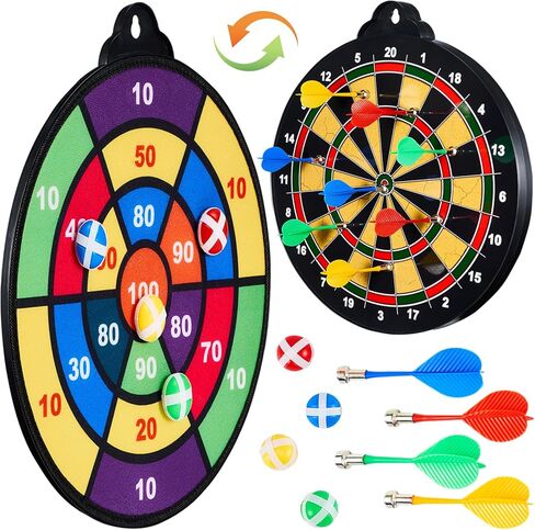 لوح رمي السهام المغناطيسي مزدوج الجوانب 2 في 1 للأطفال والكبار، نموذجان من لعبة رمي السهام (12 سهم مغناطيسي) + 12 كرة لاصقة أو 2 مسدس لعبة + 40 سهم إسفنجي. 6-12 عامًا للأولاد والبنات في الأماكن المغلقة والخارجية، هدايا ألعاب الحفلات in Kuwait