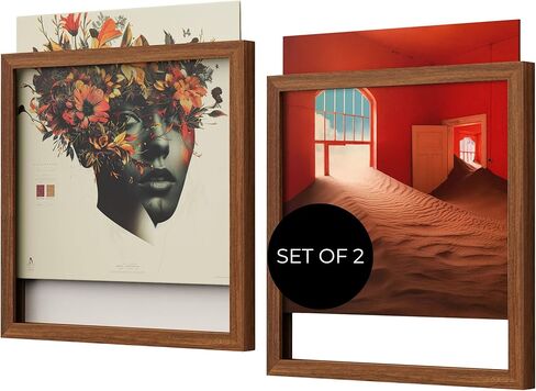 Wood Vinyl Record Frame with Drop In Vinyl Slot on Top to easily Interchange Vinyl Records - Fits all Vinyl Records and Albums - 13x13 Inches in Saudi Arabia