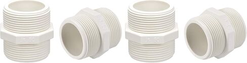 uxcell PVC Pipe Fitting Hex Nipple G1-1/2 X G1-1/2 Male Thread Adapter Connector 2pcs in Saudi Arabia