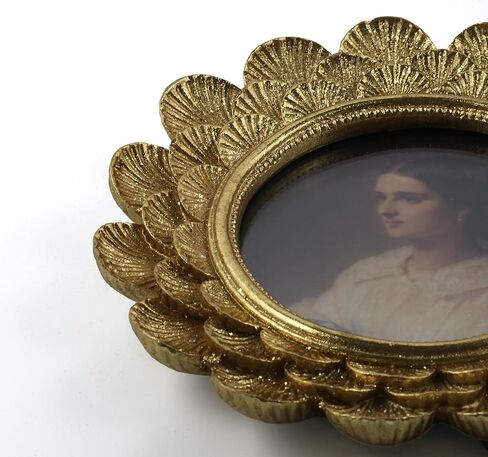 4x4 Antique Gold Round Picture Frame – Vintage Gold Frame with Glass Front – Art Deco Wall Hanging or Tabletop Photo Frame in Saudi Arabia