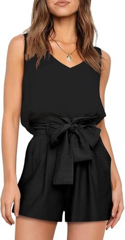 FANCYINN Womens 2 Piece Outfit Set V Neck Long Sleeves Tops High Waisted Paper Bag Pants with Belt in Kuwait