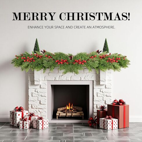 16.1'Artificial Christmas Norfolk Pine Branches Pinecone Garland Stems Tree Greenery Decor Faux Cedar Picks Home Decoration Real Touch Evergreen Realistic Plant Leaves for Winter Holiday Indoor (6PCS) in Saudi Arabia