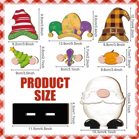 Blulu Fall Christmas Interchangeable Wooden Gnome Decor DIY Holiday Halloween Thanksgiving Seasonal Tiered Tray Decoration with Magnet Pieces Welcome Sign for Decorations(Classic) in Kuwait