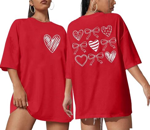 Valentine's Day Shirt for Women Love Because He First Loved Us T Shirt Heart Tops Christian Shirt in Saudi Arabia