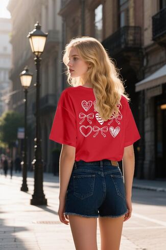 Valentine's Day Shirt for Women Love Because He First Loved Us T Shirt Heart Tops Christian Shirt in Saudi Arabia