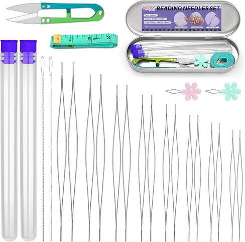 86 Pcs Beading Needles Set,6 Sizes Big Eye Seed Bead Needles,Long Straight Beading Needles,Twist Beading Needles,Flexible Needle for Beads for Jewelry Making in Saudi Arabia