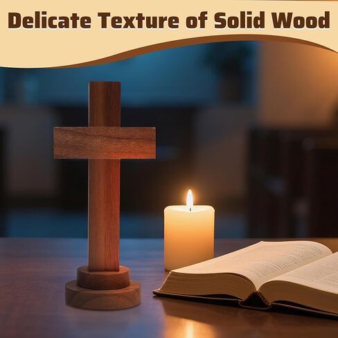 Attivolife Wood Cross Statue with Stand - Spiritual Christian Jesus Cross, Ideal Religious Gift for Catholic Easter and Christmas, Wall Table Church Decoration for Home Room (5.5 Inch) in Kuwait