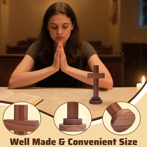 Attivolife Wood Cross Statue with Stand - Spiritual Christian Jesus Cross, Ideal Religious Gift for Catholic Easter and Christmas, Wall Table Church Decoration for Home Room (5.5 Inch) in Kuwait