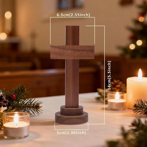 Attivolife Wood Cross Statue with Stand - Spiritual Christian Jesus Cross, Ideal Religious Gift for Catholic Easter and Christmas, Wall Table Church Decoration for Home Room (5.5 Inch) in Kuwait