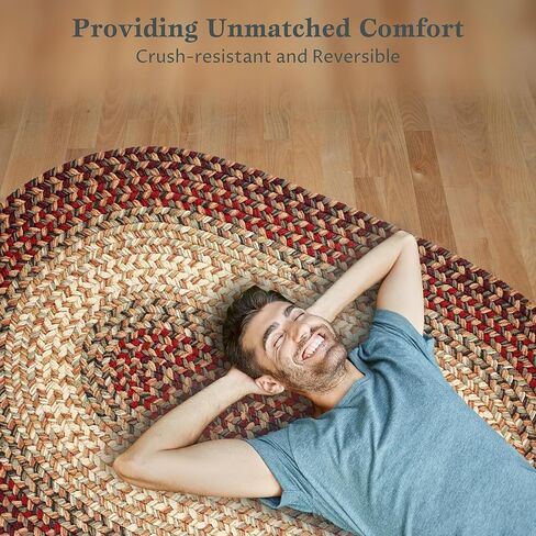 Rhody Rug Easy Living EL43 Warm Earth 2' x 4' Oval Runner - Braided Area Rug, Home Decor, Floor Mat or Bedroom Rug - Easy Care, Ideal for High Traffic Areas in Hallway and Living Room - Made in USA in Saudi Arabia