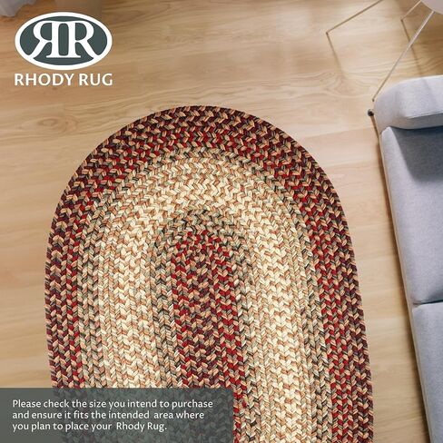 Rhody Rug Easy Living EL43 Warm Earth 2' x 4' Oval Runner - Braided Area Rug, Home Decor, Floor Mat or Bedroom Rug - Easy Care, Ideal for High Traffic Areas in Hallway and Living Room - Made in USA in Saudi Arabia