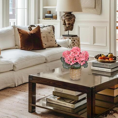 Briful Artificial Geranium Potted Plant – 16" Tall, Realistic Silk Flowers with Vibrant Green Leaves, White Geraniums Fake Flowers for Outdoors Home Décor, Wedding Farmhouse Office Tables Decor in Kuwait