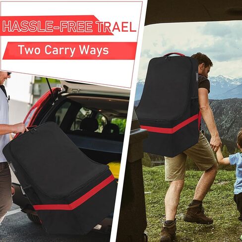 IBVIVIC Car Seat Bag with Foldable Cart,Padded Shoulder Strap Carseat Travel Bag,Universal Size Car Seats Backpack in Kuwait