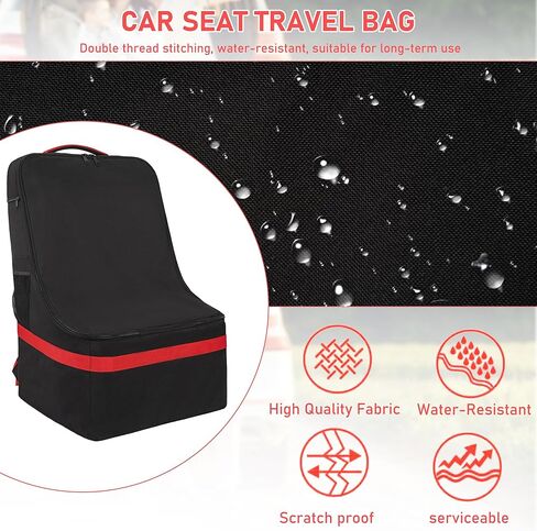 IBVIVIC Car Seat Bag with Foldable Cart,Padded Shoulder Strap Carseat Travel Bag,Universal Size Car Seats Backpack in Kuwait