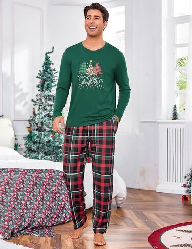 iClosam Matching Family Pajamas Set Striped Christmas Pajamas Sleepwear Dad Mom PJs in Kuwait