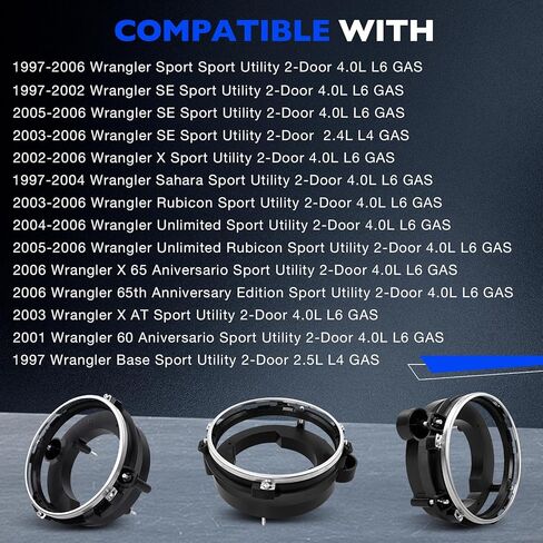 Headlights Bulbs Brackets Buckets, for 1997-2006 TJ Jeep Wrangler SE Base Sahara Unlimited Rubicon X AT Sport, Repalce 110383 110384 Front Head Lights Bulbs Mounting Support Holder Buckets Pair in Saudi Arabia