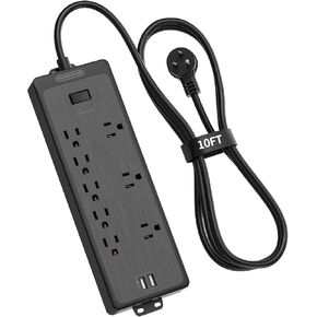 شريط طاقة بطول 15 قدم، 6 منافذ متباعدة واسعة للغاية، NTONPOWER، قابس مسطح، واقي من التيار الزائد على الحائط مع 3 USB، 1875 وات، 15 أمبير، 1700 جول، حماية من الحمل الزائد للمكتب المنزلي in Kuwait