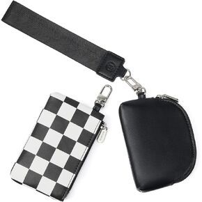 BOSTANTEN Keychain Wallet RFID Leather Credit Card Holder Wristlet Wallets for Women with Coin Purse ＆ Lipstick Case Beige＆Brown in Kuwait