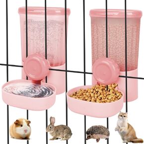 2 Pack Hanging Automatic Pet Food Water Dispenser, Auto Rabbit Feeder and Water Dispenser Set for Cage, Food and Water Bowl for Cat Bunny Chinchilla Hedgehog Guinea Pig Ferret cage Accessories in Kuwait