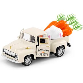 Huray Rayho Pink Christmas Metal Truck Decor with Christmas Tree for Tiered Tray Decor Vintage White Pickup Truck Farmhouses Decor Holiday Farm Truck for Home Kitchen Table Centerpiece Decoration in Kuwait