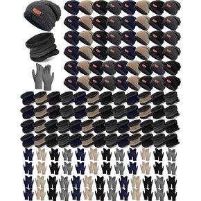 Toulite 150 Pcs Kids Winter Hat Scarf Gloves Set Knit Beanie Hat Neck Scarf Warmer Gloves Bulk for Boy Girl Homeless Gift in Kuwait
