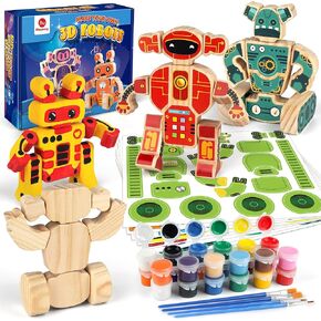 Mocoosy Wooden Dinosaur Painting Art Craft Kit for Kids 3-5, Wood Take Apart Dinosaur Snap Together Building Toy, Build Your Own Dinosaur with Paint and Stickers STEM Game Creative Gift for Boys Girls in Saudi Arabia