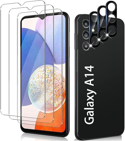 [4+3 Pack Galaxy A55 Screen Protector, 4 Pack Tempered Glass with 3 Pack Camera Lens Protector, High Clarity, Anti-Shatter, Bubble Free for Samsung A55 5G Screen Protector in Kuwait