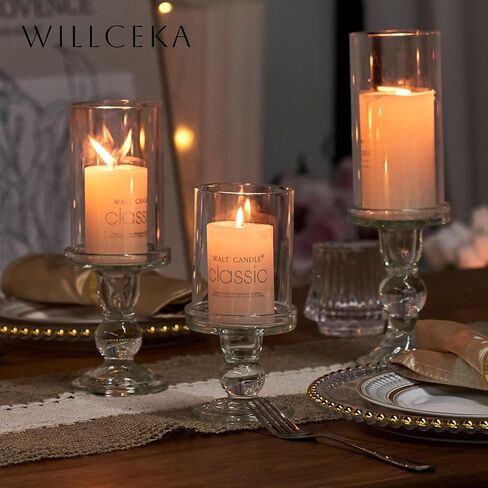 3 Pcs Clear Candle Holder, Pillar Candle Holder Set, Glass Candlesticks Holders Taper Candles Tealight (Clear) in Kuwait
