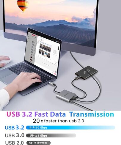 محول usbc إلى hdmi، hdmi إلى USB c مع منفذ PD 100W وUSB 3.0، محول HDMI 4K@30 هرتز، محول USB C Hub متعدد المنافذ AV متوافق مع أجهزة الكمبيوتر المحمولة، iPhone، PC، Switch، Steam Deck، rog Ally والمزيد... in Saudi Arabia
