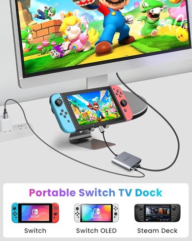 محول usbc إلى hdmi، hdmi إلى USB c مع منفذ PD 100W وUSB 3.0، محول HDMI 4K@30 هرتز، محول USB C Hub متعدد المنافذ AV متوافق مع أجهزة الكمبيوتر المحمولة، iPhone، PC، Switch، Steam Deck، rog Ally والمزيد... in Saudi Arabia