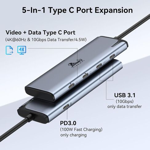 USB C Docking Station Dual Monitor, LIONWEI Laptop Docking Station 3 Monitors with 2 HDMI, 4K DisplayPort, 1Gbps Ethernet, 100W PD, 3 USB A/C 3.0, USB C Hub Multiport Adapter for Dell/Lenovo/HP in Kuwait