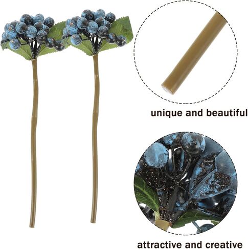 VOSAREA Christmas Berries Stems, Blue Artificial Berry Branches Holly Picks Stems Christmas Tree Ornaments for DIY Xmas Wreath Crafts Holiday Home Decor 5pcs in Saudi Arabia