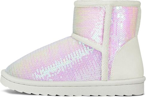 K KomForme Girls Winter Boots Sparkle Sequins Warm Snow Shoes Fur Lined Lightweight Comfy (Toddler/Little Kids/Big Kids) in Kuwait