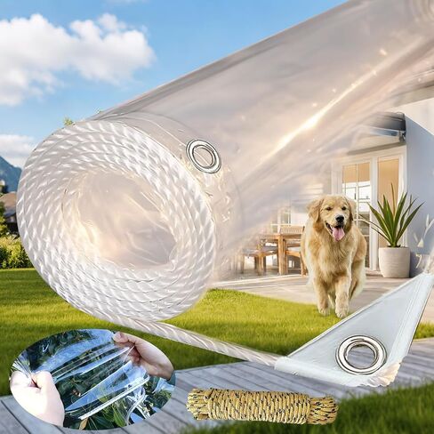 Clear Vinyl Tarp 3.3'x8.2' Clear Tarps Heavy Duty Waterproof 14 Mil Thicken Transparent Waterproof Tarpaulin Clear Tarps with Grommets for Covering Garden Plant Patio Greenhouse Tarp in Saudi Arabia