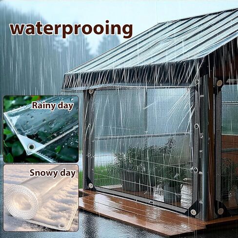 Clear Vinyl Tarp 3.3'x8.2' Clear Tarps Heavy Duty Waterproof 14 Mil Thicken Transparent Waterproof Tarpaulin Clear Tarps with Grommets for Covering Garden Plant Patio Greenhouse Tarp in Saudi Arabia